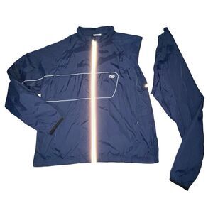 Vintage Reebok Mens Size XL Track Jacket Blue Zip Front Lined Pockets Side Vents